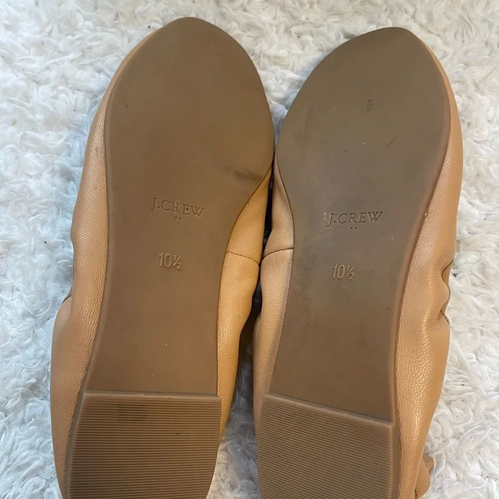 J. Crew leather tan Ballet Flats slip on shoes SZ10.5
